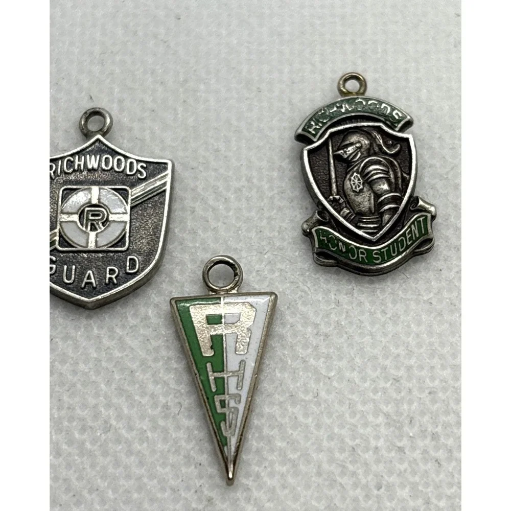 Vintage‎ Richwoods High SchooI Illinois Lot 3 Charm Pendant Sterling 925 Silver